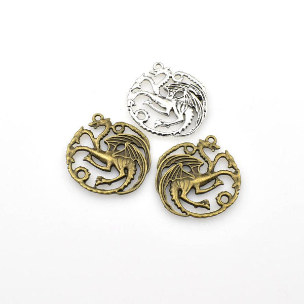 6PCS Dragon Charms,2 Colors Available Double Sided-RS136