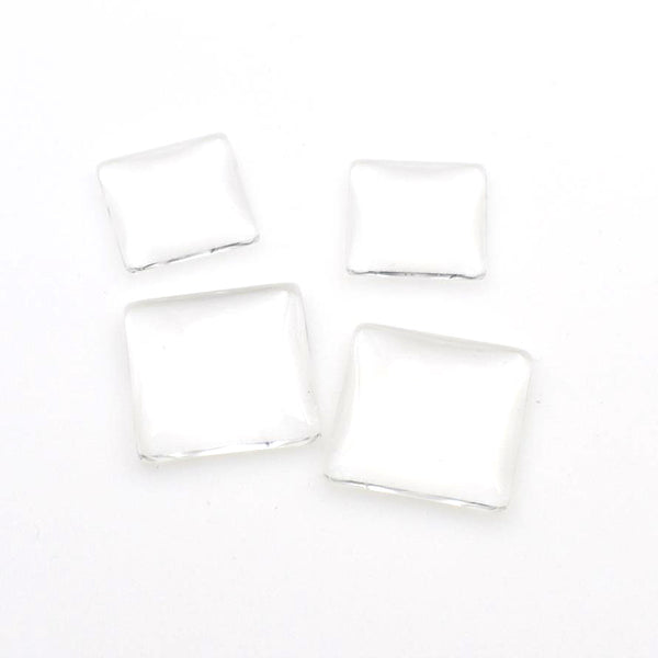 10PCS Square Transparent Glass Cabochons-B106