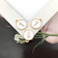 10PCS Number Charms 0-9,White Enamel Charms Double Sided-RS1225