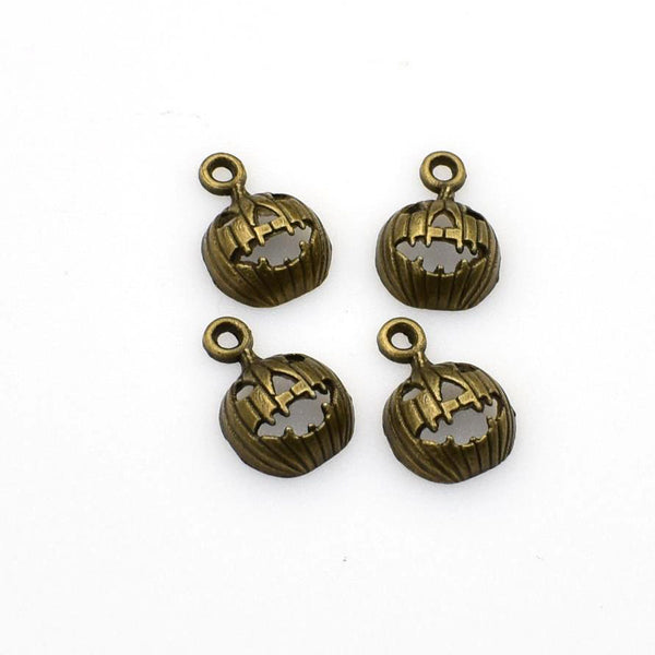 25PCS Pumpkin Smiling Face Charms,Antique Bronze Tone 3D-RS375