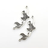 10PCS Mermaid Charms Antique Silver Tone-RS923