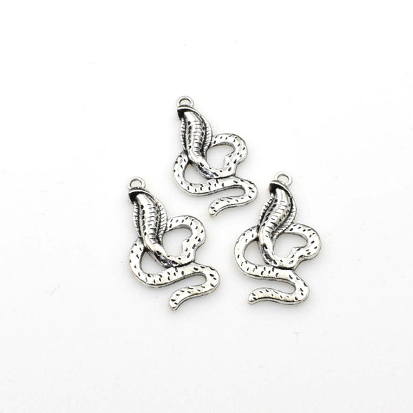 15PCS Cobra Charms,Antique Silver Tone-RS732