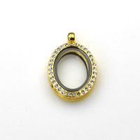 1PCS Oval Floating locket Pendant With Diamonds 2 Colors Available-TS0077