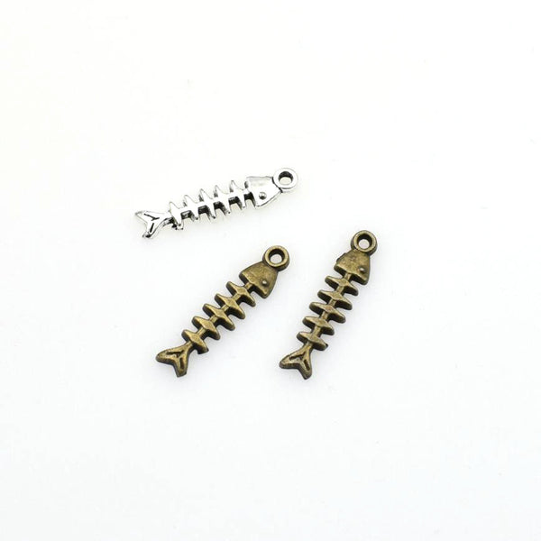 30PCS Fish Bone Charms,2 Colors Available-RS660