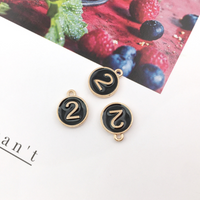 10PCS Number Charms 0-9,Black Enamel Charms Double Sided-RS1225