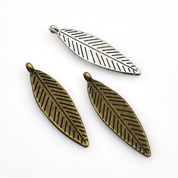 20PCS Slender Leaf Charms,Double Sided 2 Colors Available-RS367