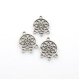 25PCS Round Lotus Connector Charms,Antique Silver Tone Double Sided-RS990