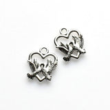 15PCS Dove Charms,Antique Silver Tone Double Sided-RS122