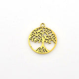 10PCS Round Tree Charms,Antique Gold Color-RS258