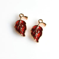 10PCS Enamel Leaf Charms 5 Colors Available-RS1020