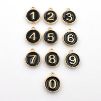 10PCS Number Charms 0-9,Black Enamel Charms Double Sided-RS1225