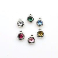 8PCS Round Star Diamond Charms 6 Colors Available-TS242