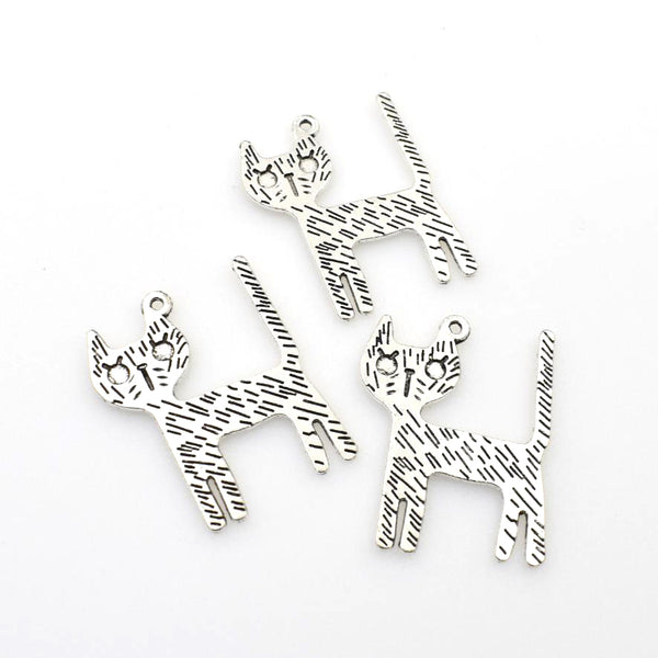 15PCS Surprised Cat Charms,Antique Silver Tone-RS131