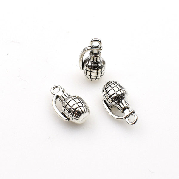 12PCS Grenade Charms,Antique Silver Tone 3D-RS1035