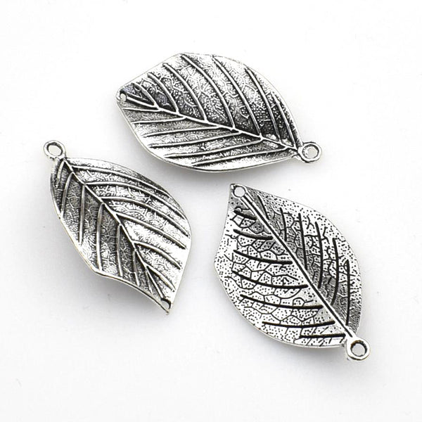 10PCS Leaf Charms,Antique Silver Tone 3D-RS515