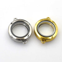 1PCS Round Floating locket Connector With Diamonds 2 Colors Available-TS265