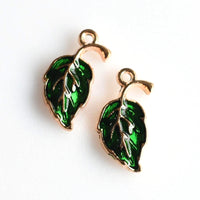 10PCS Enamel Leaf Charms 5 Colors Available-RS1020