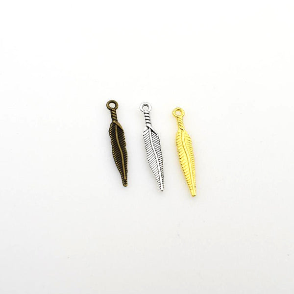 50PCS Slender Feather Charms,3 Colors Available-RS033