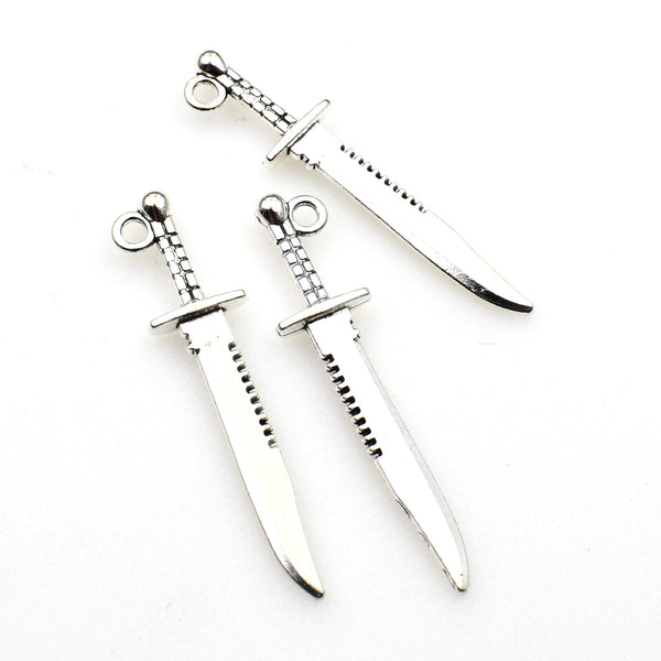 15PCS Sword Charms,Antique Silver Tone-RS769