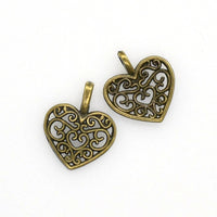 30PCS Love Heart Charms,Hollow in the middle,3 Colors Available-RS021