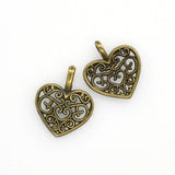 30PCS Love Heart Charms,Hollow in the middle,3 Colors Available-RS021