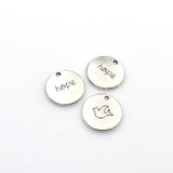 10PCS Round Hope Charms,Antique Silver Tone-RS179