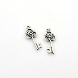 25PCS Key Charms,Antique Silver Tone Double Sided-RS488