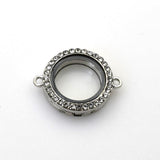 1PCS Round Floating locket Connector With Diamonds 2 Colors Available-TS265