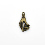 8PCS Love Hand Charms,Antique Bronze Tone-RS252