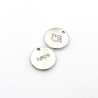 10PCS Round Hope Charms,Antique Silver Tone-RS179