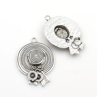 5PCS Big Lady Hat Charms,Antique Silver Tone,3D-RS1185