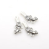 25PCS Gun Charms,Antique Silver Tone Double Sided-RS278