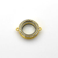 1PCS Round Floating locket Connector With Diamonds 2 Colors Available-TS265