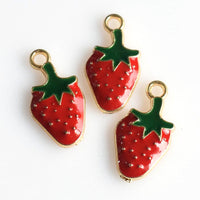 10PCS Enamel Strawberry Charms-RS945