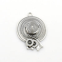 5PCS Big Lady Hat Charms,Antique Silver Tone,3D-RS1185