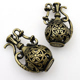 2PCS Hollow Vase Charms,Antique Bronze Tone 3D-RS1190