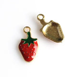 10PCS Enamel Strawberry Charms-RS945