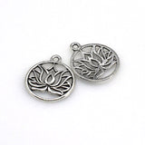 20PCS Round Lotus Charms,Antique Silver Tone-RS1113