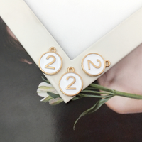 10PCS Number Charms 0-9,White Enamel Charms Double Sided-RS1225