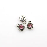 8PCS Round Star Diamond Charms 6 Colors Available-TS242