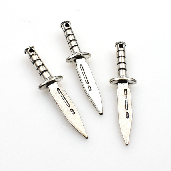 20PCS Sword Charms,Antique Silver Tone Double Sided-RS1103