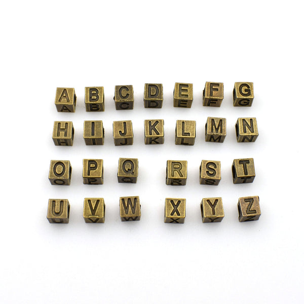 A set of letters,Antique Bronze Tone 4 Sides Spacer Bead-RS157