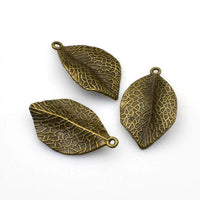 10PCS Leaf Charms,2 Colors Available 3D-RS053