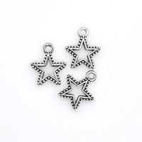 30PCS Star Charms,Antique Silver Tone Double Sided-RS398