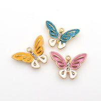 5PCS Enamel Butterfly Charms 3 Colors Available-RS1065