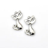 8PCS Big Cat Charms,Antique Silver Tone-RS563