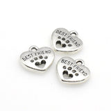 15PCS Heart Charms,Best Friend,Antique Silver Tone Double Sided-RS753