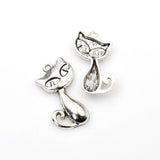 8PCS Big Cat Charms,Antique Silver Tone-RS563