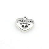 15PCS Heart Charms,Best Friend,Antique Silver Tone Double Sided-RS753