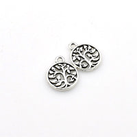 25PCS Round Tree Charms,Antique Silver Tone Double Sided-RS807